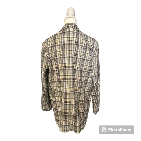 Ivory Multicolor Plaid Oversized Single Button Blazer by SO - Picture 6 of 10